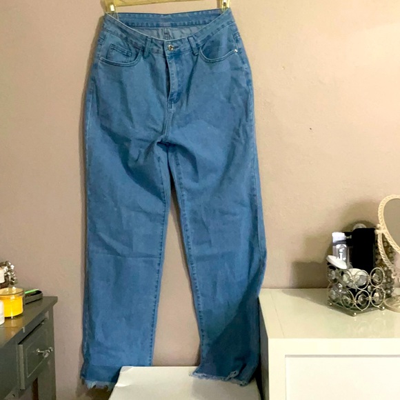 Straight leg high waist raw hem denim - Picture 2 of 2